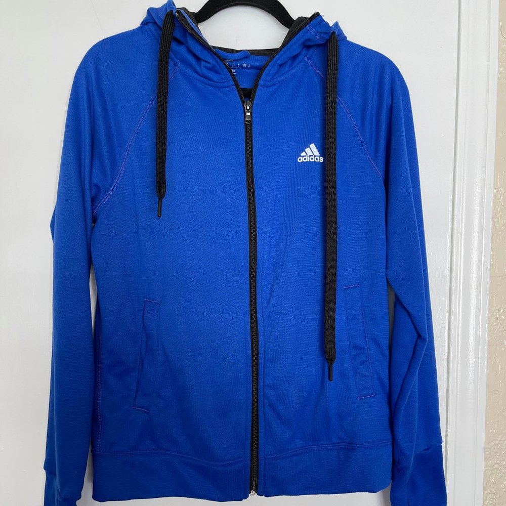 Adidas Hoodie Women Size S Royal Blue Zipper
